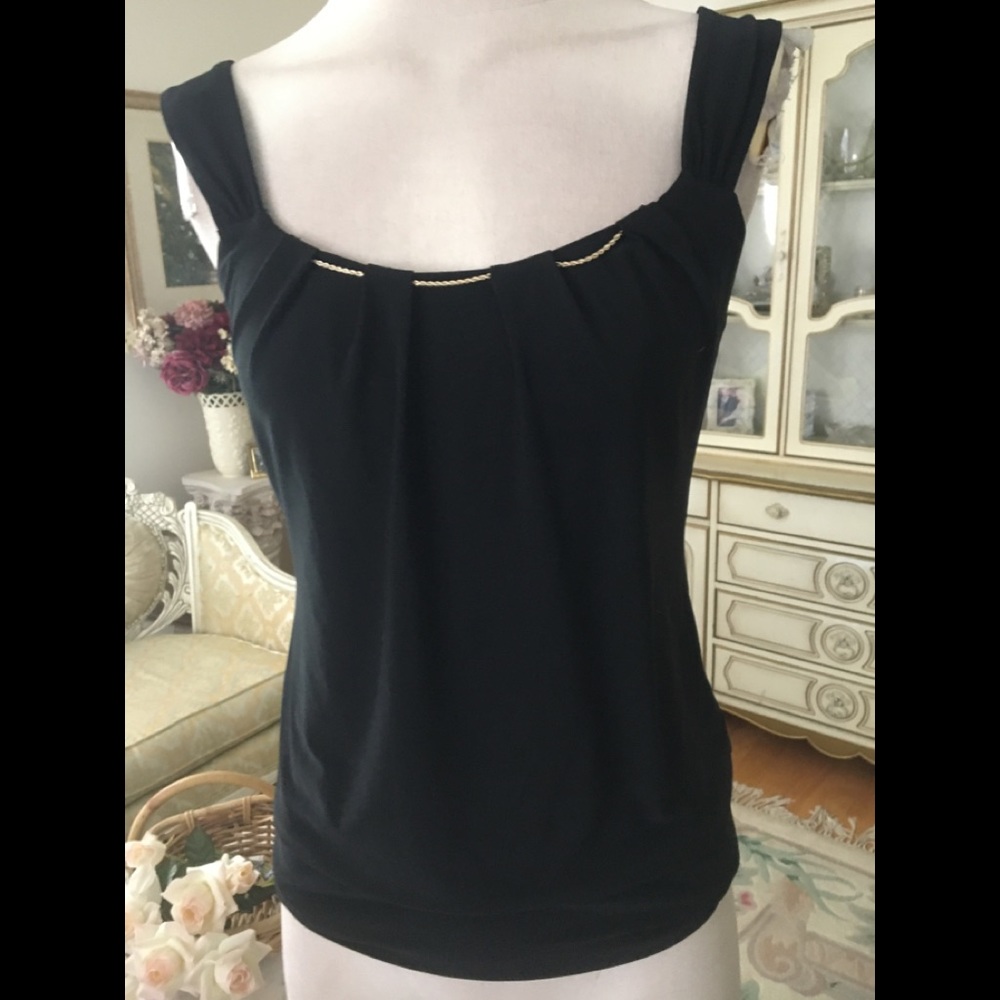 WHBM NWOT black sleeveless embellished top size XS.  B:1073. 7/19/26